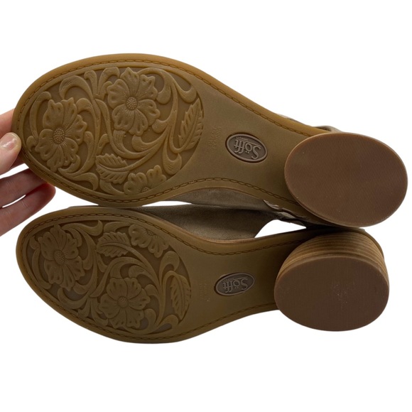 Sofft Womens Booties Sz 8.5 Tan Suede Leather Heeled Neutral Casual Comfort - Picture 9 of 10